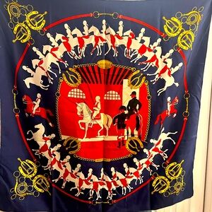 Authentic HERMES Carre 90 Scarf "MANEGE" Silk